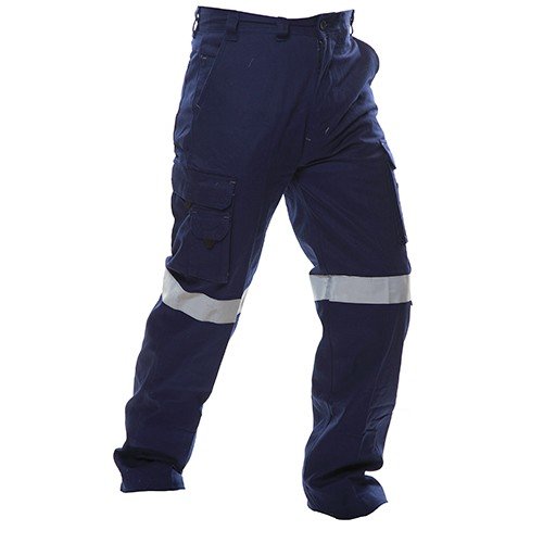 Clearance - Esko Cargo Trousers, Reflective, 280gsm, Navy -Size 112R
