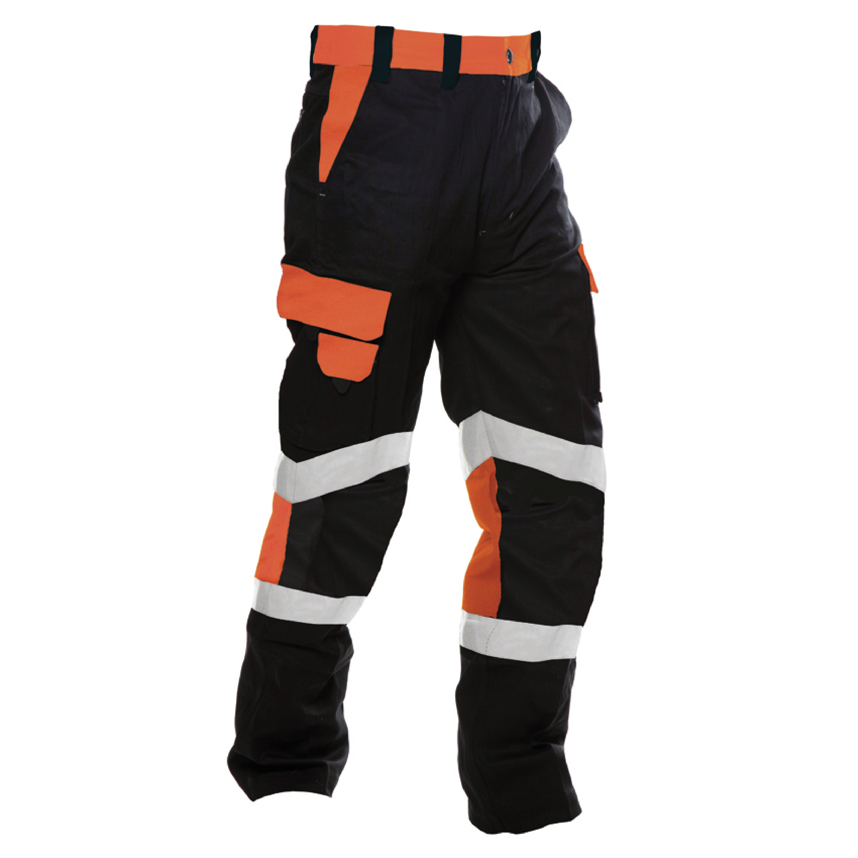 Esko 220gsm Light Cargo Trousers, RIPSTOP BLK/ORN Tape-Size 102
