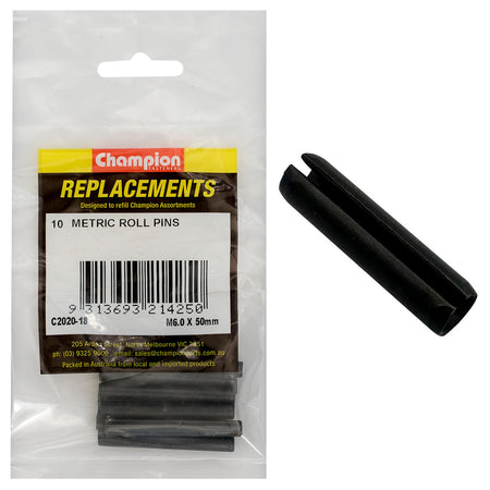 Champion 6.0 x 50mm Metric Roll Pin -10pk | ISL