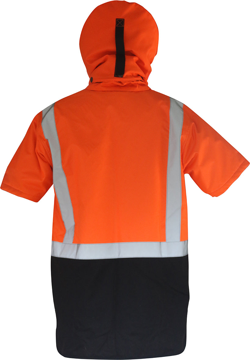 Caution Hooded D/N Oilskin Short Sleeve Vest | Esko