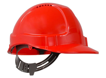 TUFF-NUT hard hat neon orange short peak vented 6-point harness front view