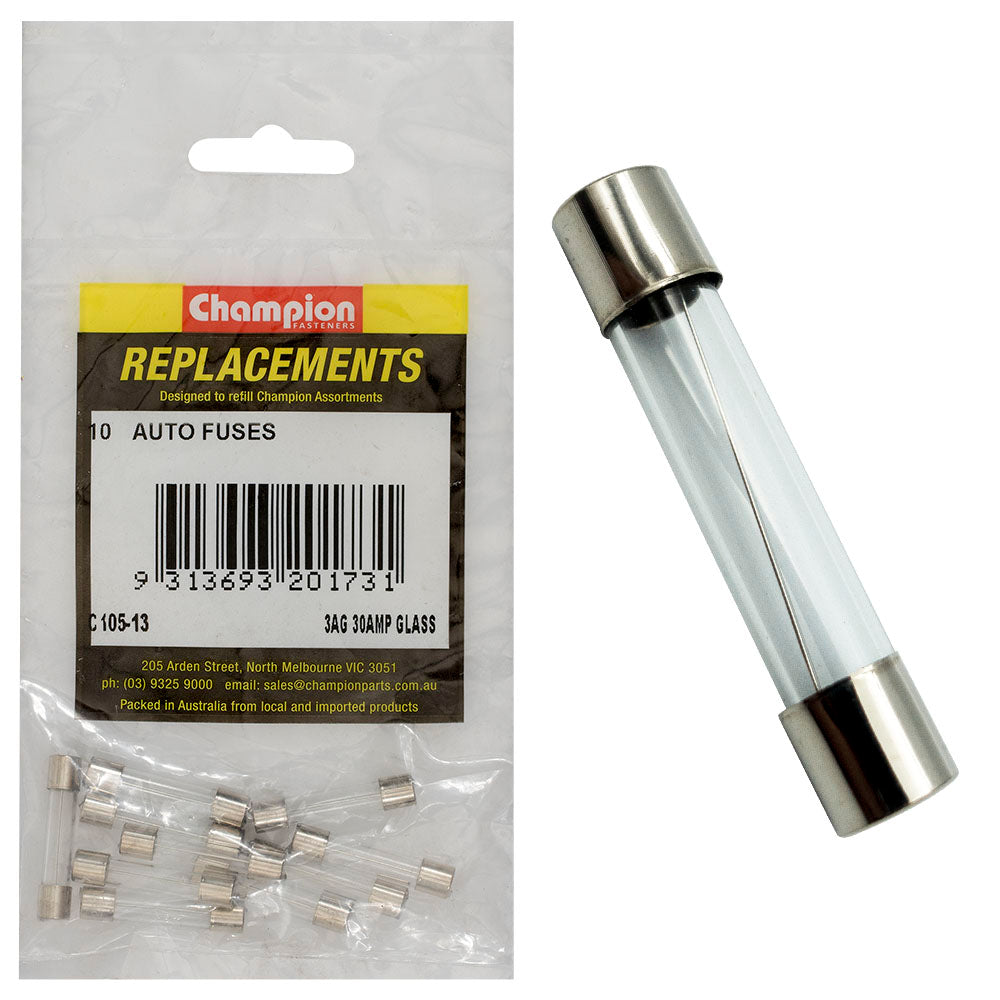 Champion 3Ag 30 Amp Glass Fuse -10pk | ISL