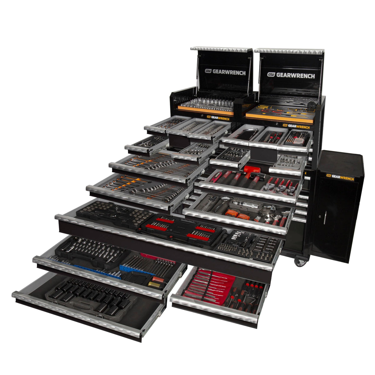 Gearwrench® 657Pc Combination Tool Kit + 2x 28in. Chests + 2x 58in. Trolleys + 2x Side Cabinets | Accent Tools