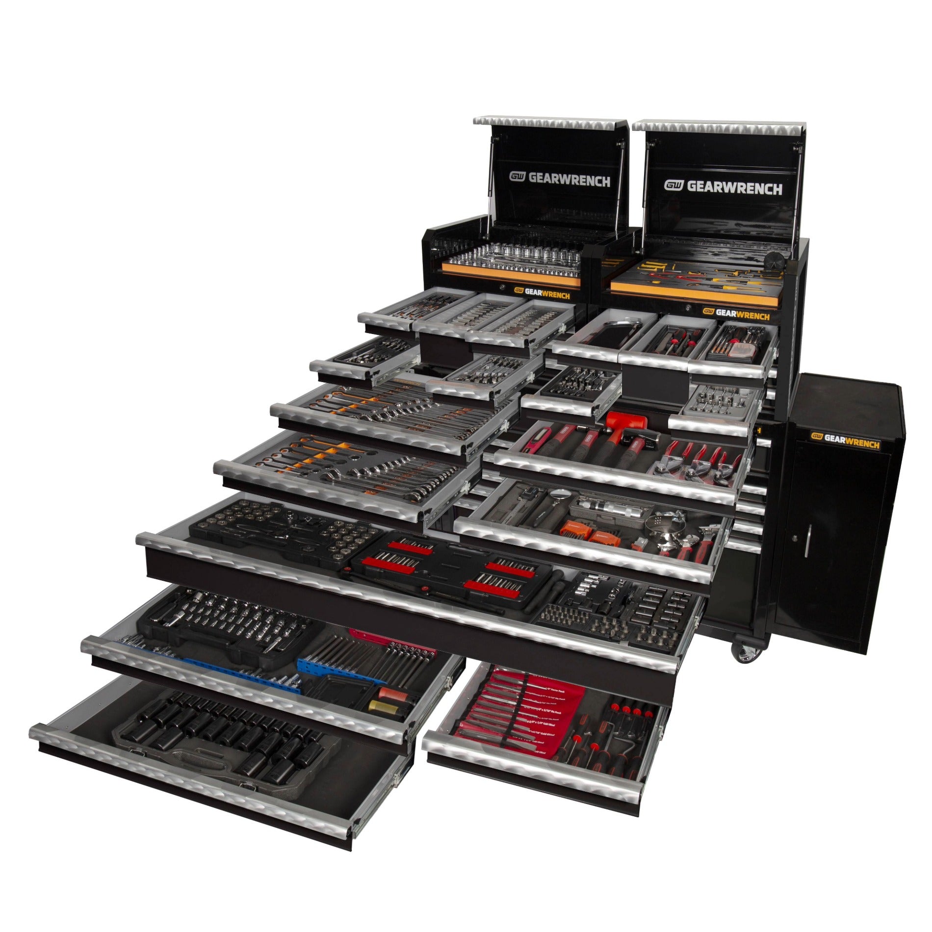 Gearwrench® 657Pc Combination Tool Kit + 2x 28in. Chests + 2x 58in. Trolleys + 2x Side Cabinets | Accent Tools
