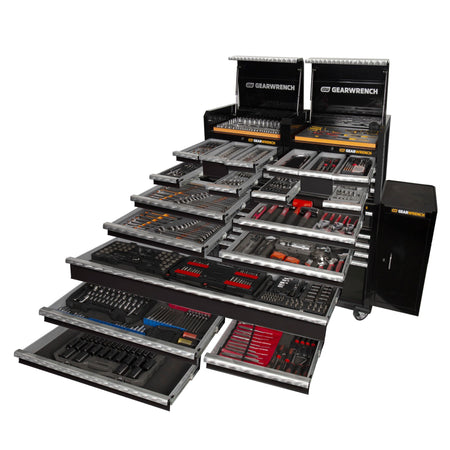 Gearwrench® 657Pc Combination Tool Kit + 2x 28in. Chests + 2x 58in. Trolleys + 2x Side Cabinets | Accent Tools