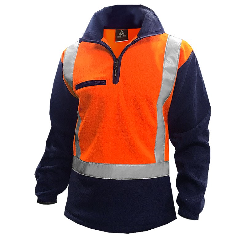 Clearance - Esko Hi Vis Polar Fleece, 360gsm, D/N, Orange/ Navy-Size S