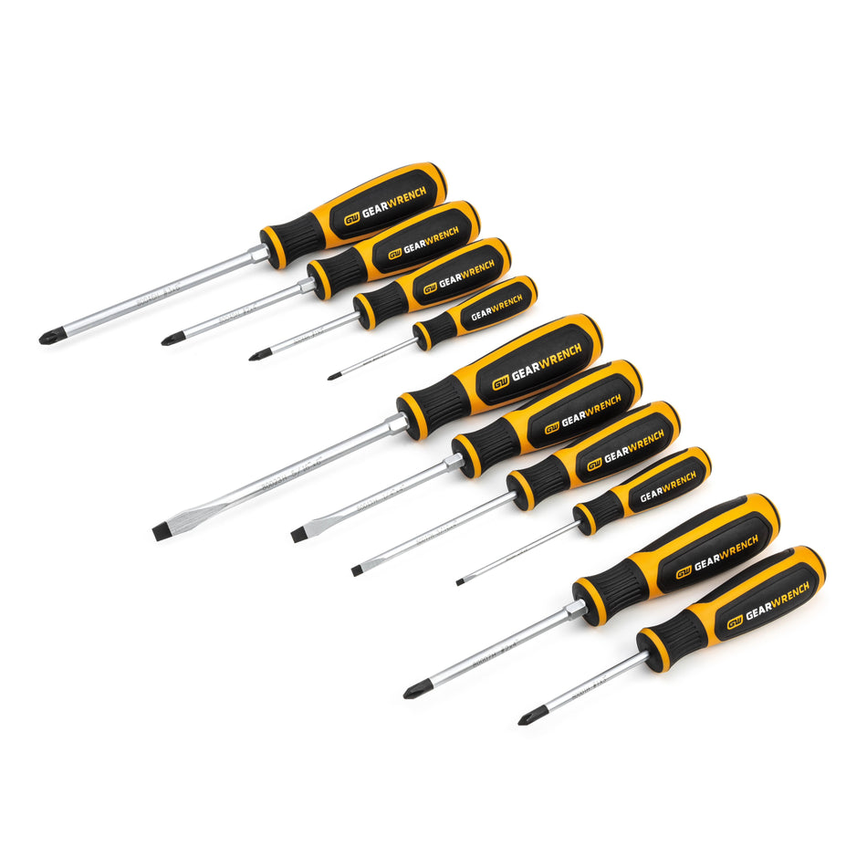 Gearwrench® 10Pc Phillips/Slotted/Pozidriv Dual Material Screwdriver Set | Accent Tools
