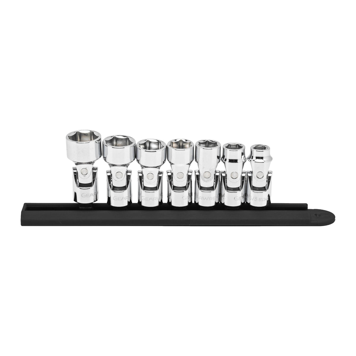 GEARWRENCH 7-piece 3/8 inch drive 6-point SAE flex socket set with storage rail