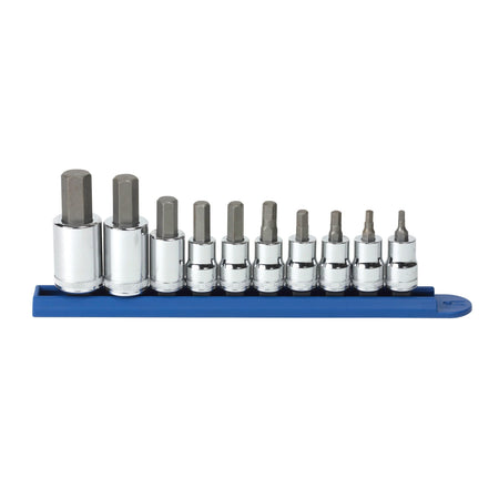 GEARWRENCH 10-piece metric hex bit socket set with 3/8 and 1/2 inch drives