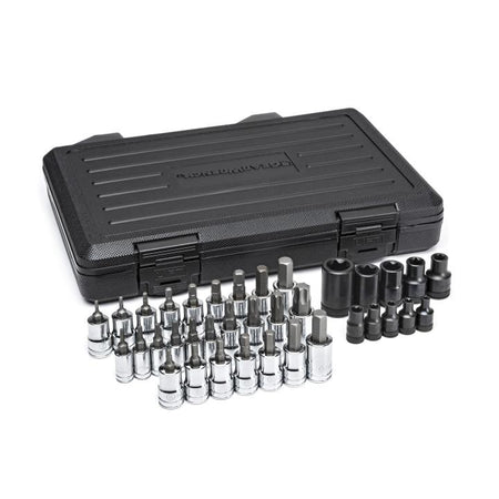 Gearwrench® 36Pc 1/4, 3/8 & 1/2 in. Drive Standard Hex, E-Torx & Torx Bit SAE/Metric Socket Set | Accent Tools