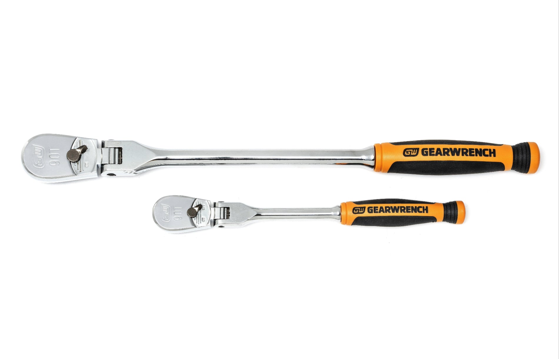 Gearwrench® 2Pc 1/4 & 3/8 in. Drive 90-Tooth Dual Material Flex Head Teardrop Ratchet Set | Accent Tools