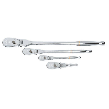 Gearwrench® 4Pc 1/4, 3/8 & 1/2 in. Drive 90-Tooth Flex Head Teardrop Ratchet Set | Accent Tools