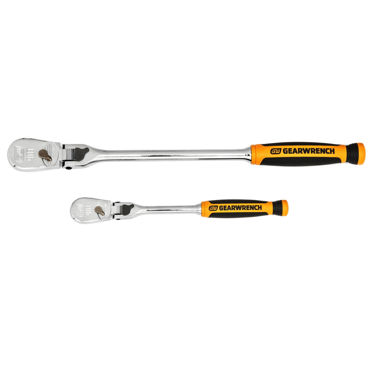 Gearwrench® 2Pc 1/4 & 3/8 in. Drive 90-Tooth Locking Flex Head Teardrop Ratchet Set | Accent Tools