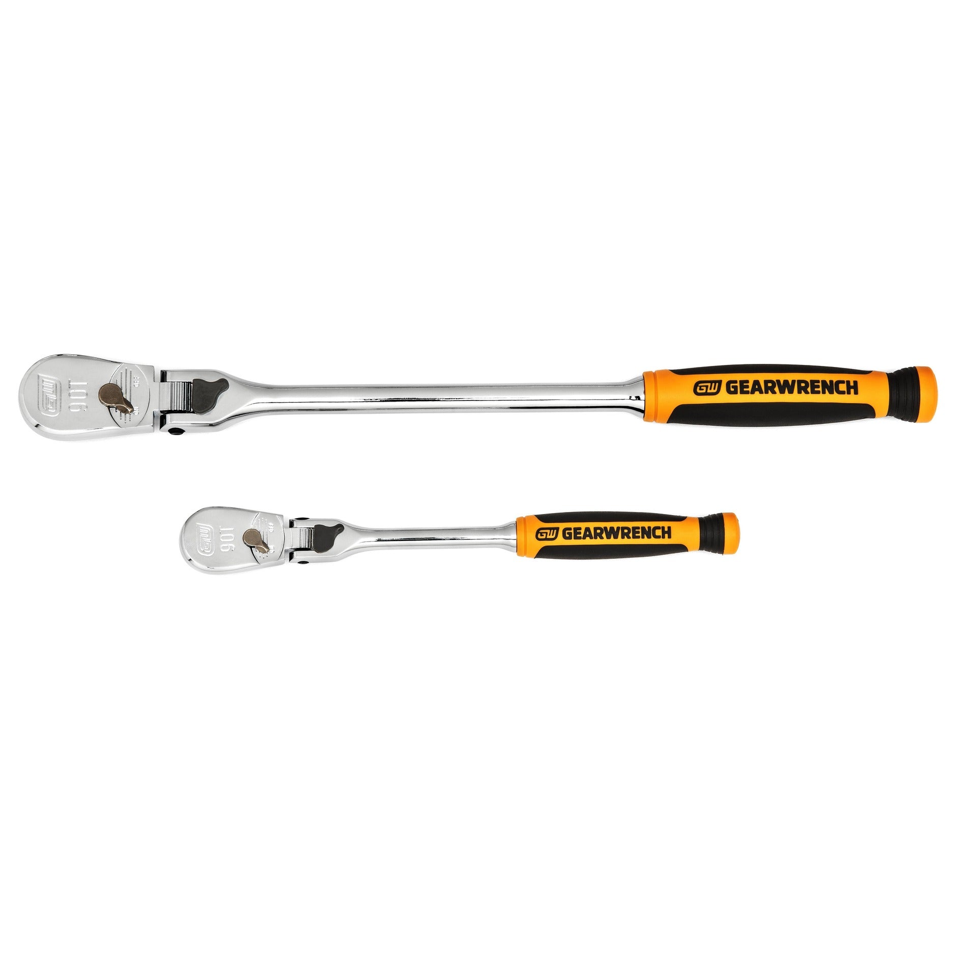 Gearwrench® 2Pc 1/4 & 3/8 in. Drive 90-Tooth Locking Flex Head Teardrop Ratchet Set | Accent Tools