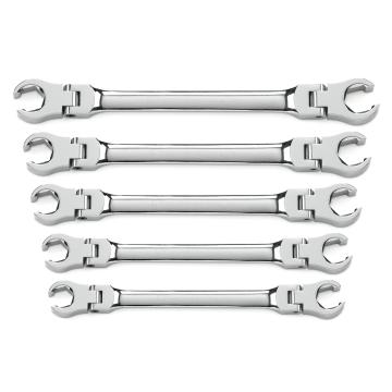 Gearwrench® 5 Pc. Flex Head Flare Nut Non Ratcheting SAE Wrench Set | Accent Tools