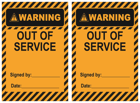 ISOLOCK lockout tag, warning out of service, 90 mm × 135 mm, pack of 25