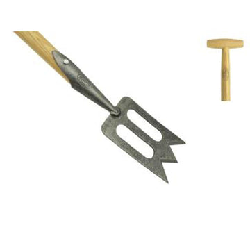 Dewit Midispork 800mm hand-forged carbon steel garden fork with ash wood T-handle