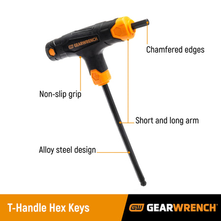 Gearwrench® 10 piece SAE T Handle Ball End Hex Key Set | Accent Tools