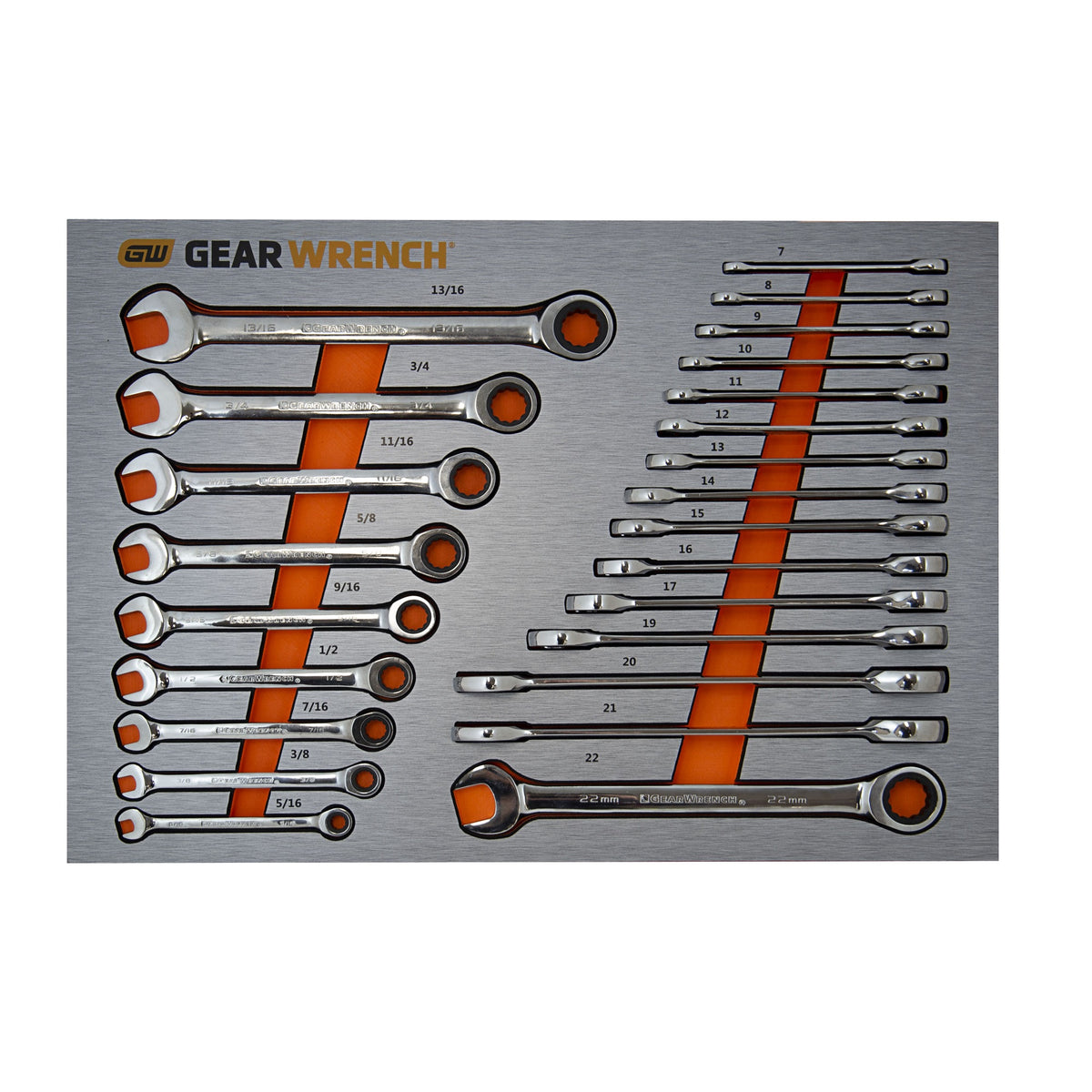 Gearwrench® 24Pc Metric/SAE Ratcheting Wrench Set in EVA Tray | Accent Tools