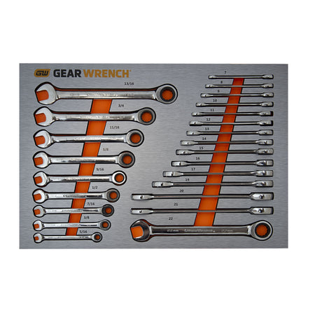 Gearwrench® 24Pc Metric/SAE Ratcheting Wrench Set in EVA Tray | Accent Tools