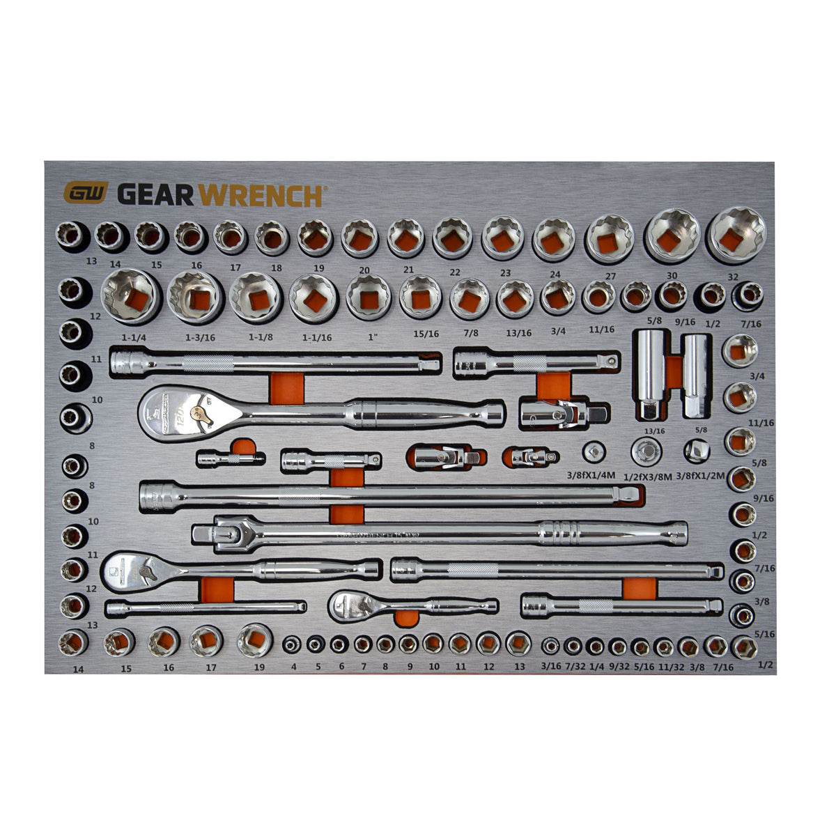 Gearwrench® 90Pc 1/4, 3/8 & 1/2 in. Drive Socket Set in EVA Tray | Accent Tools