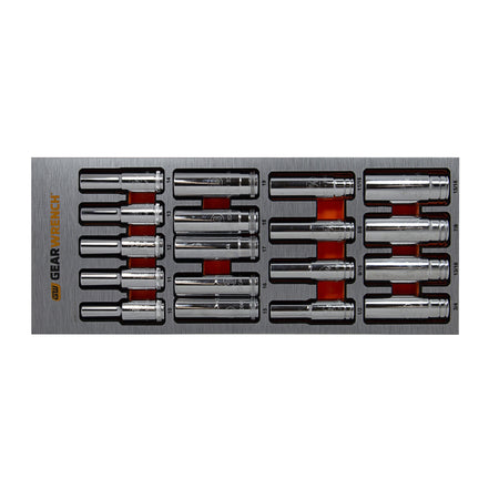 Gearwrench® 18Pc 1/2in. Drive 6-Point Metric/SAE Deep Socket Set in EVA Tray | Accent Tools