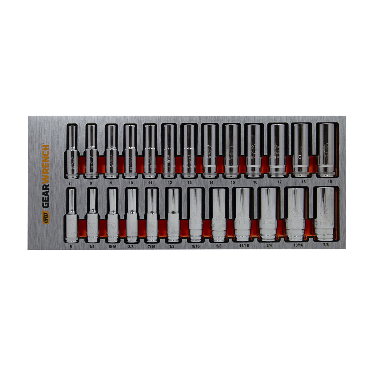 Gearwrench® 25Pc 3/8in. Drive 6-Point Metric/SAE Deep Socket Set in EVA Tray | Accent Tools