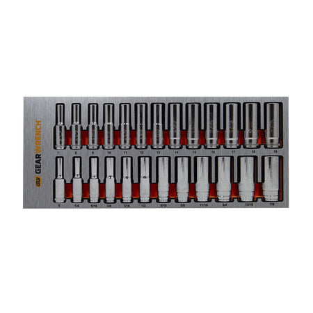 Gearwrench® 25Pc 3/8in. Drive 6-Point Metric/SAE Deep Socket Set in EVA Tray | Accent Tools