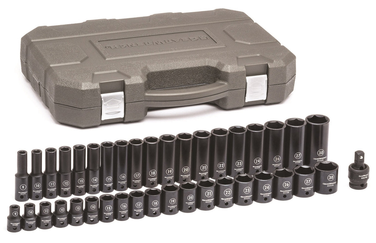 Gearwrench® Socket Set 1/2 Drive Impact Std. & Deep 6pt BlowMold Case MET 39Pc | Accent Tools