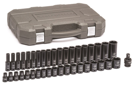 Gearwrench® Socket Set 1/2 Drive Impact Std. & Deep 6pt BlowMold Case MET 39Pc | Accent Tools