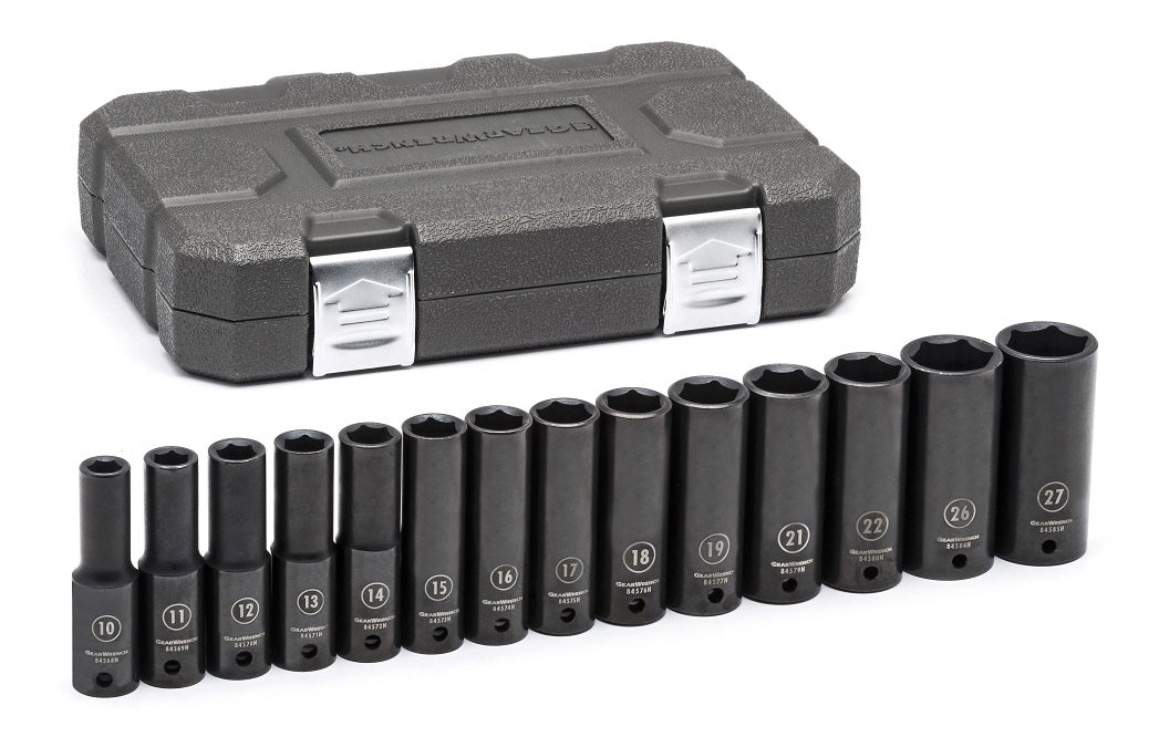 Gearwrench® Socket Set 1/2 Drive Impact Deep 6pt BlowMold Case MET 14Pc | Accent Tools
