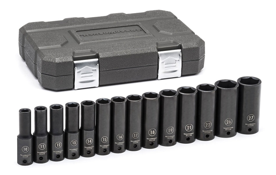 Gearwrench® Socket Set 1/2 Drive Impact Deep 6pt BlowMold Case MET 14Pc | Accent Tools