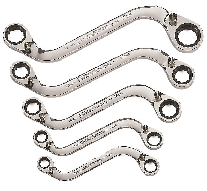 Gearwrench® Wrench Set Double Box Ratcheting Reversible S Shape Tray MET 5Pc | Accent Tools