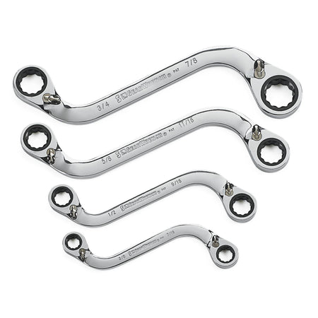 Gearwrench® 4Pc 72-Tooth 12-Point SAE Reversible S-Shape Ratcheting Wrench Set | Accent Tools