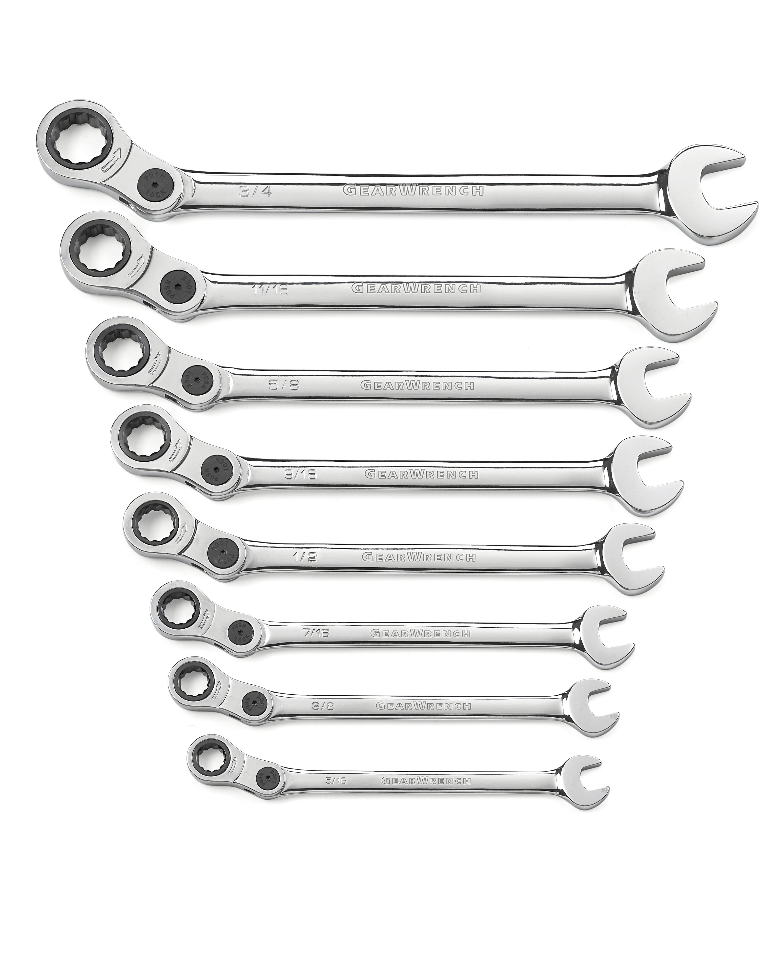 Gearwrench® 8 Pc. 12 Point Indexing Combination SAE Wrench Set | Accent Tools