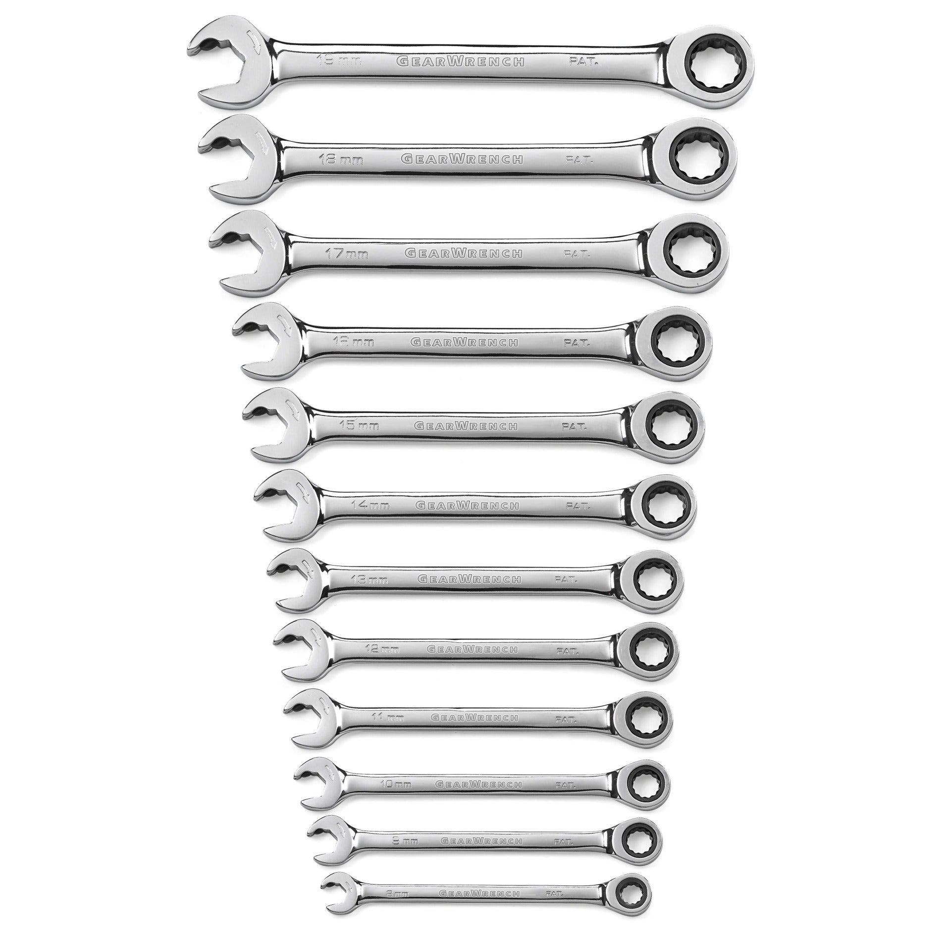 Gearwrench® 12Pc 72-Tooth 12-Point Metric Open End Ratcheting Wrench Set | Accent Tools