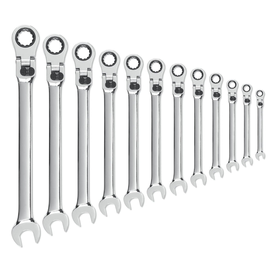 Gearwrench® 12Pc 72-Tooth 12-Point Metric XL Locking Flex Head Ratcheting Wrench Set | Accent Tools
