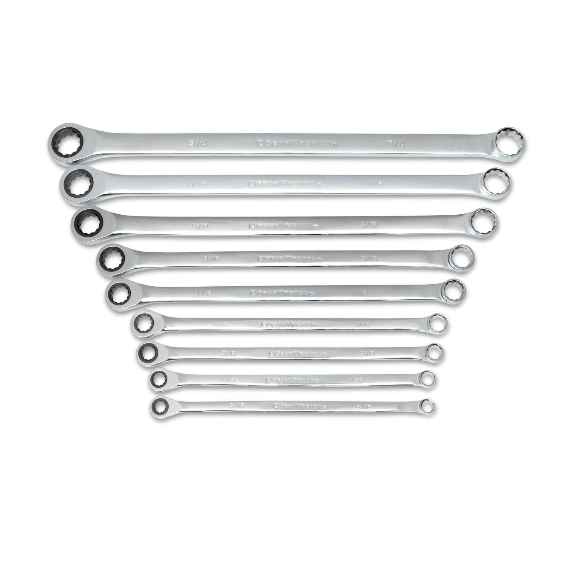 Gearwrench® 9Pc 72-Tooth 12-Point SAE XL GearBox Double Box Ratcheting Wrench Set | Accent Tools