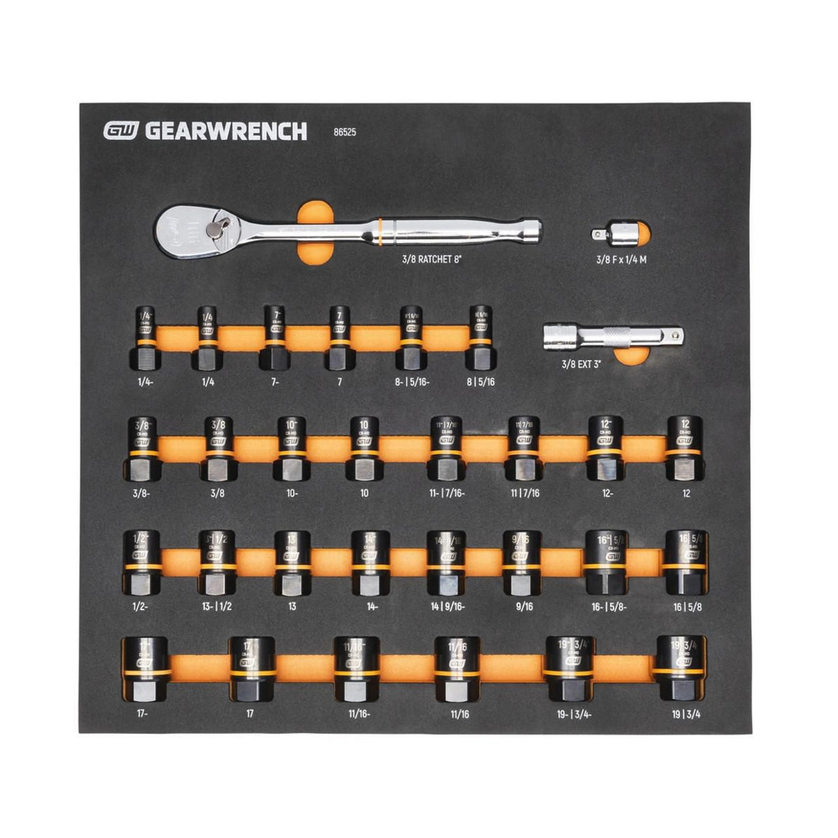 Gearwrench® 31Pc 3/8in. Drive 90T Ratchet & Bolt Biter Socket Set in EVA Tray | Accent Tools
