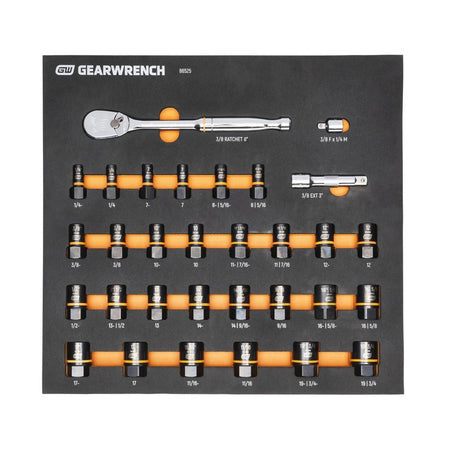 Gearwrench® 31Pc 3/8in. Drive 90T Ratchet & Bolt Biter Socket Set in EVA Tray | Accent Tools