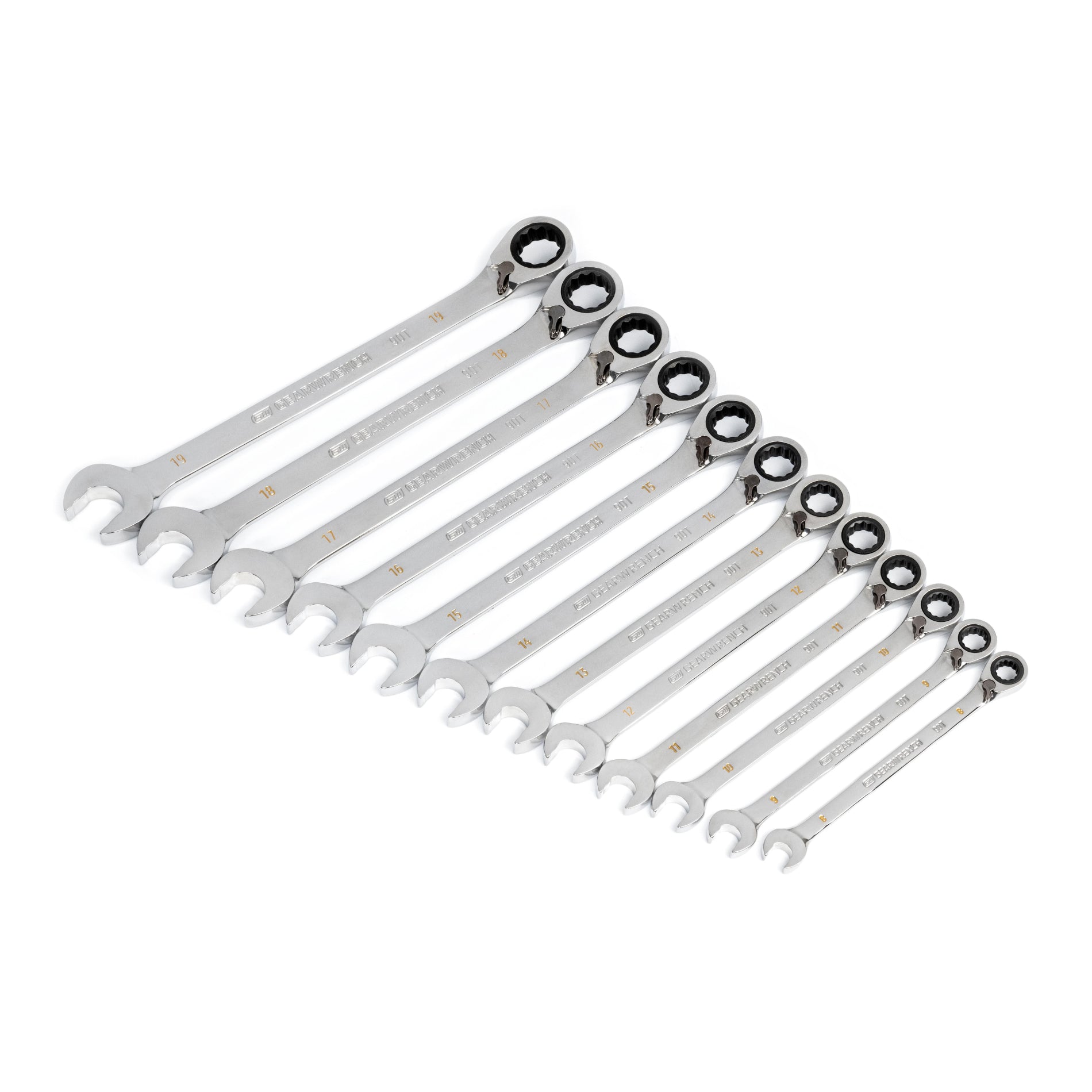 Gearwrench® 12Pc 90-Tooth 12-Point Metric Reversible Ratcheting Wrench Set | Accent Tools