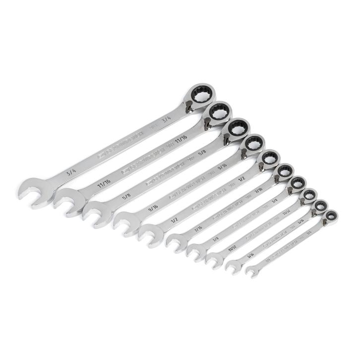 Gearwrench® 10 Piece 90-Tooth 12 Point SAE Reversible Ratcheting Wrench Set | Accent Tools