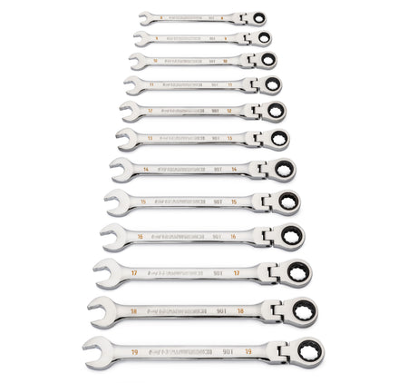 Gearwrench® 12Pc 90-Tooth 12-Point Flex Head Ratcheting Combination Metric Wrench Set | Accent Tools