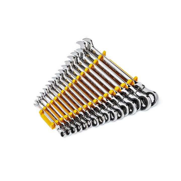 Gearwrench® 16 Piece 90-Tooth 12 Point Flex Head Ratcheting Combination Metric Wrench Set | Accent Tools
