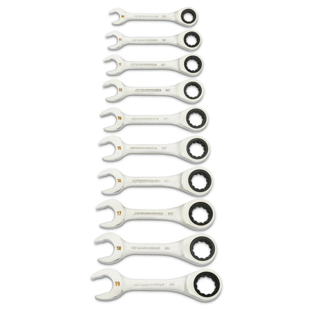 Gearwrench® 10Pc 90-Tooth 12-Point Metric Stubby Ratcheting Combination Wrench Set | Accent Tools
