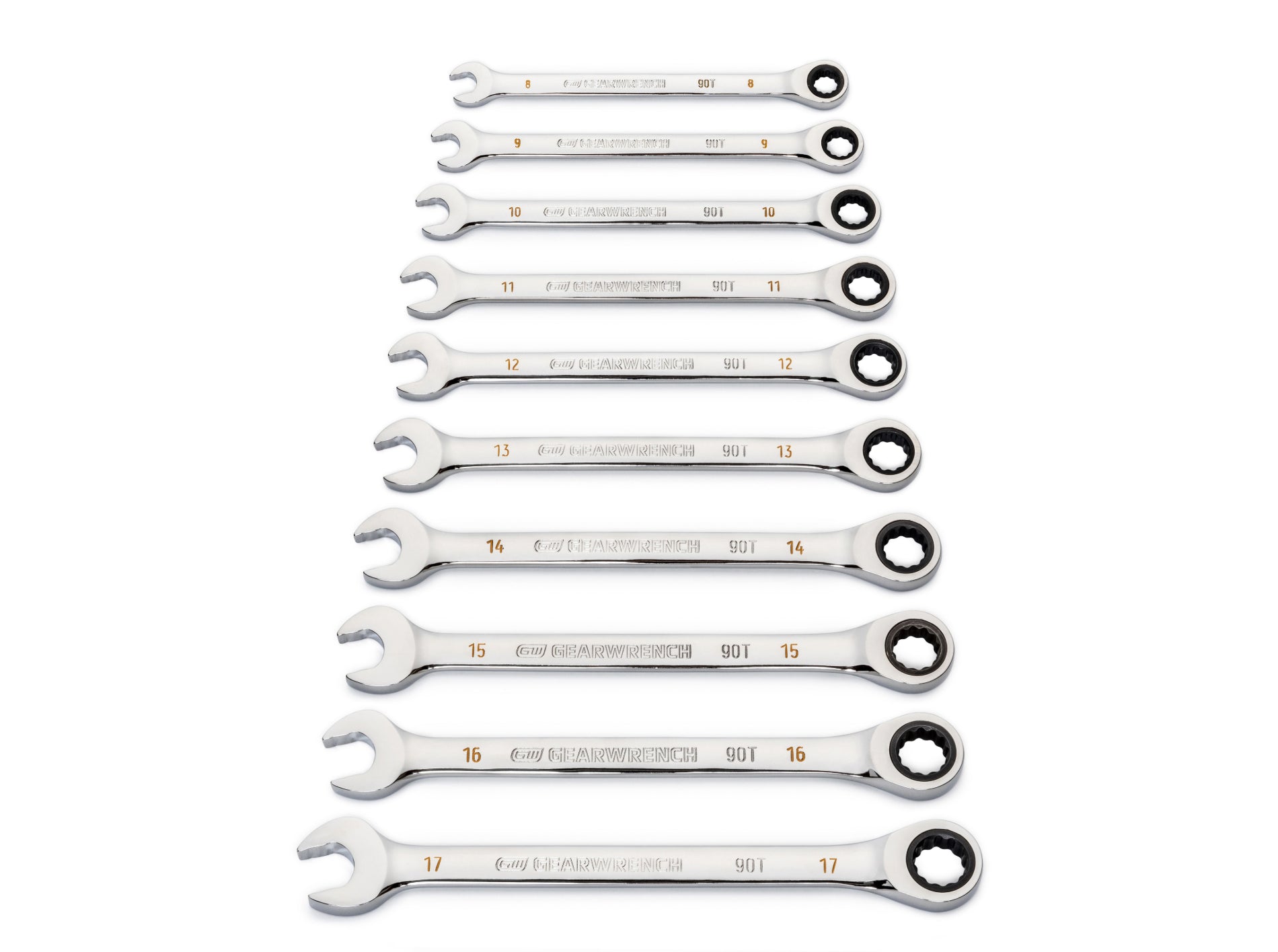 Gearwrench® 12Pc 90-Tooth 12Pt Metric Combination Ratcheting Wrench Set | Accent Tools