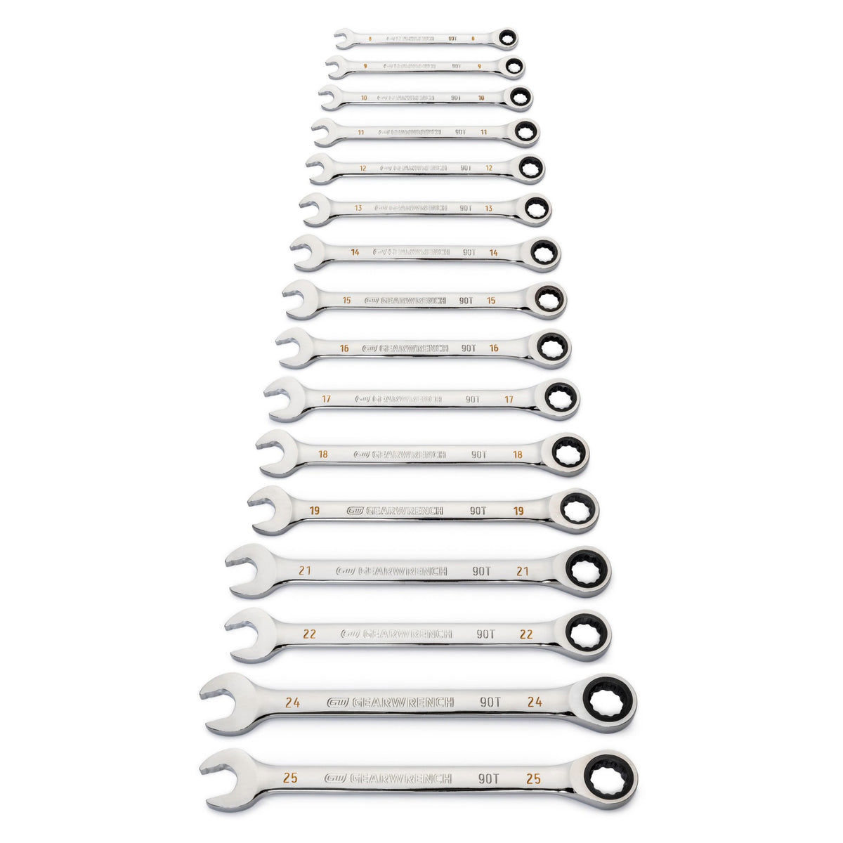 Gearwrench® 16Pc 90-Tooth 12-Point Metric Combination Ratcheting Wrench Set | Accent Tools