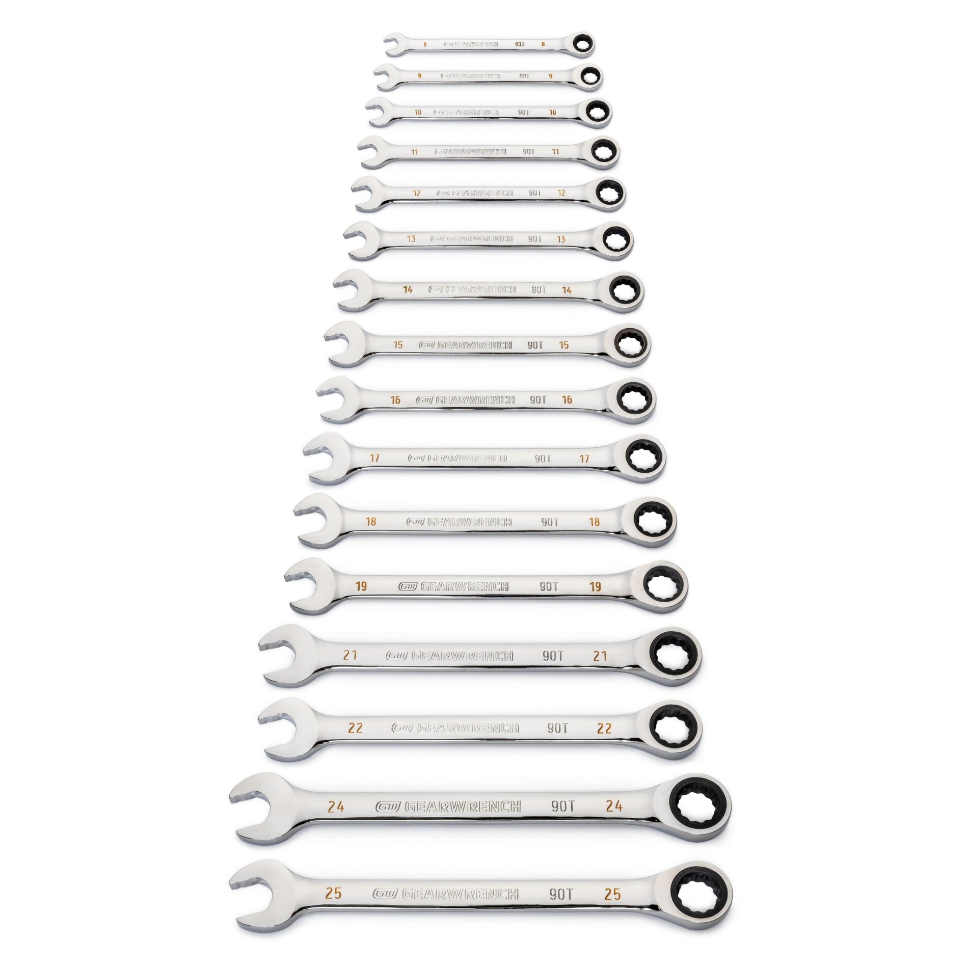 Gearwrench® 16Pc 90-Tooth 12-Point Metric Combination Ratcheting Wrench Set | Accent Tools