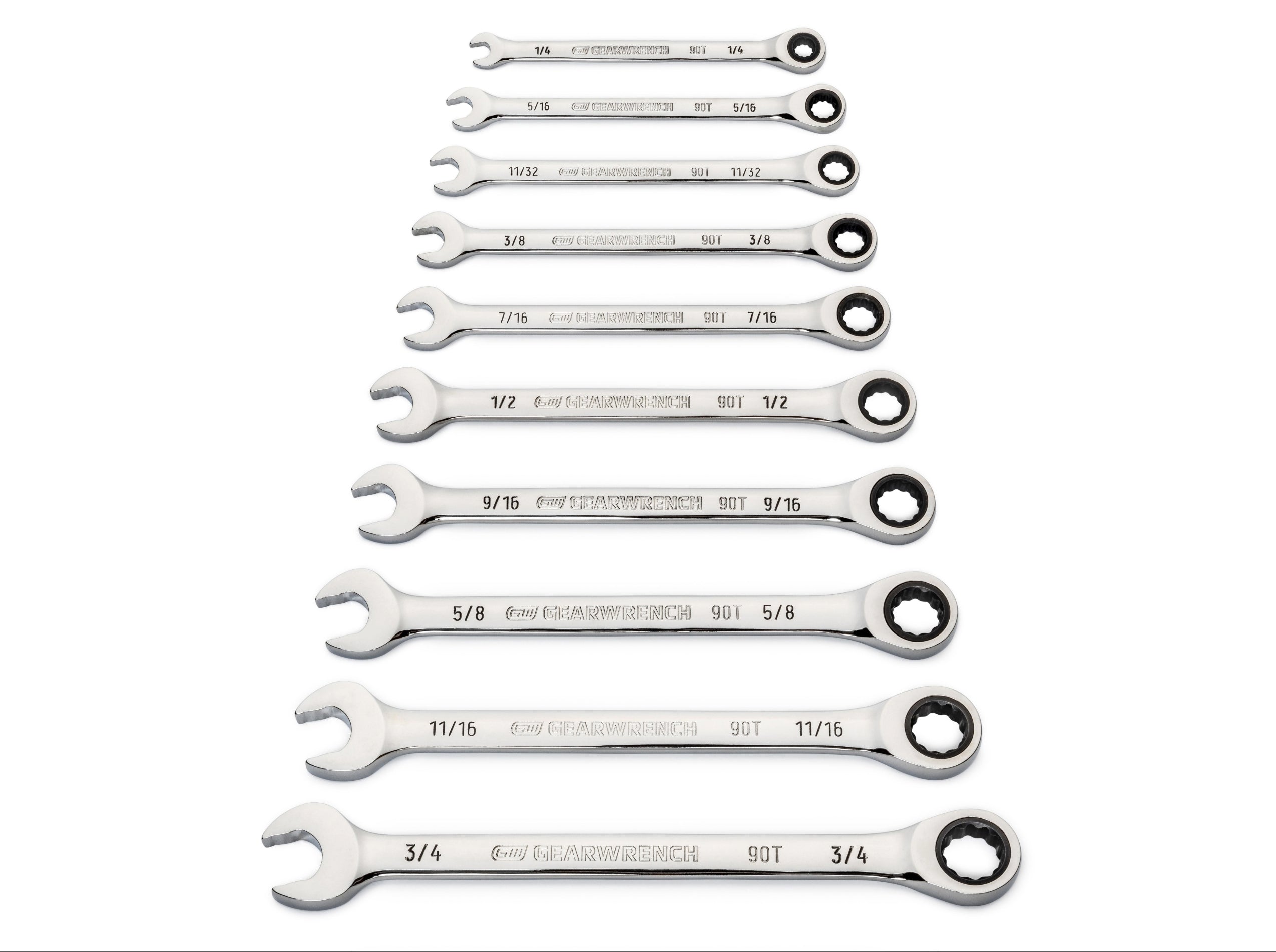 Gearwrench® 10 Piece 90-Tooth 12 Point SAE Combination Ratcheting Wrench Set | Accent Tools