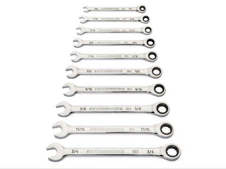 Gearwrench® 10 Piece 90-Tooth 12 Point SAE Combination Ratcheting Wrench Set | Accent Tools